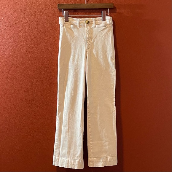 Marine Layer Pants - Marine Layer Women’s Bridget Slim Wide Leg Pink Crop Coastal Huckberry Pants
